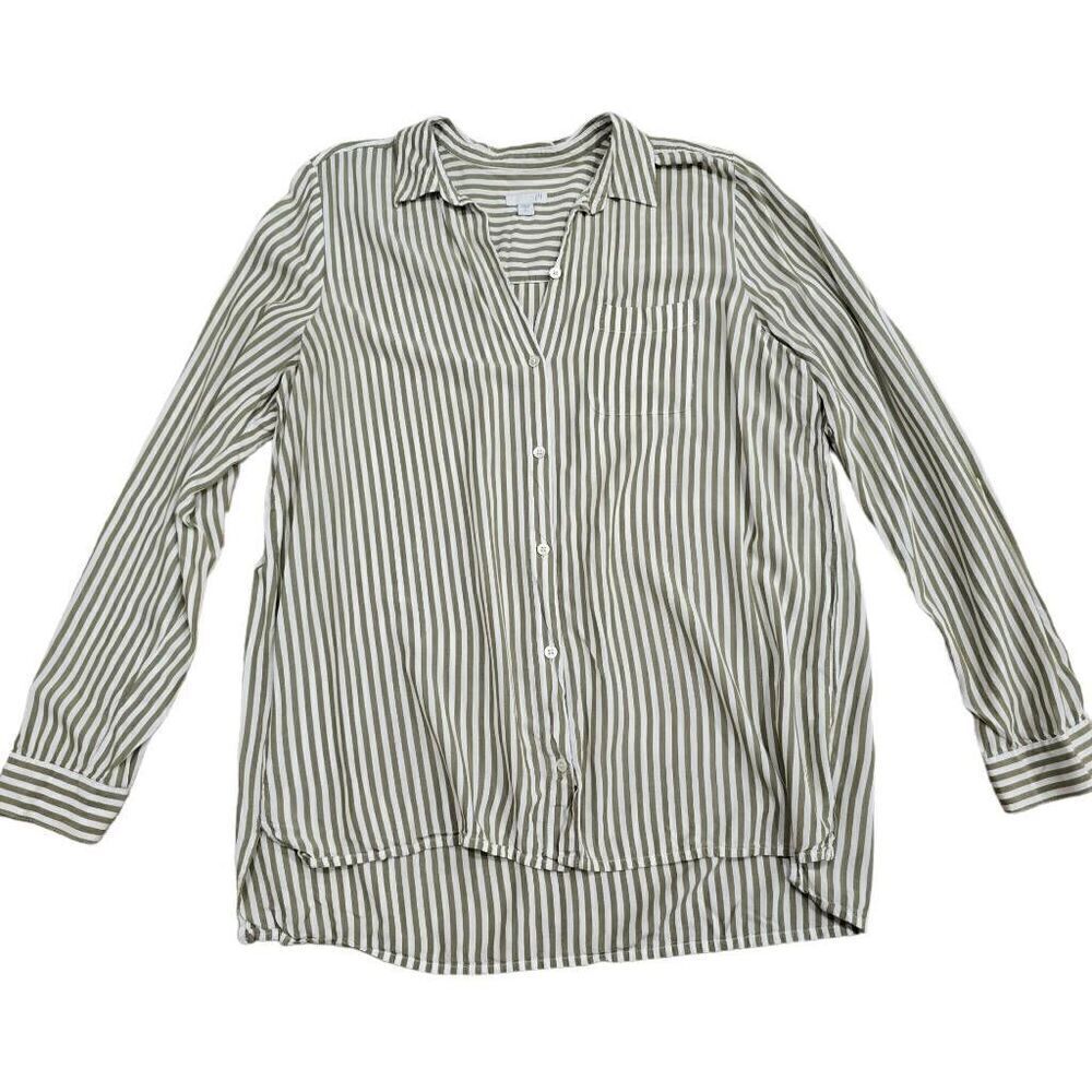 J. Jill Casual Shirt Women Large Tall Multicolor Striped 100% Rayon Button Down
